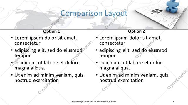 Comparison presentation slide layout