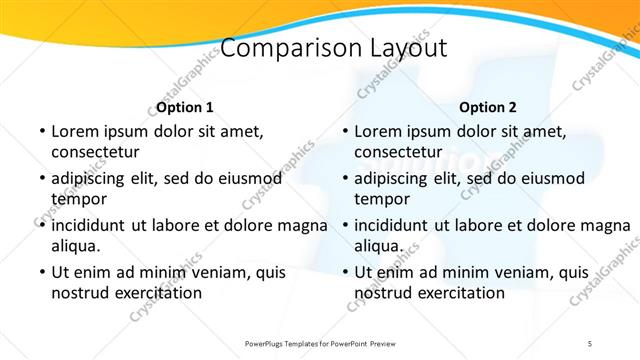 Comparison presentation slide layout