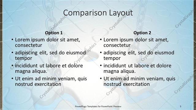 Comparison presentation slide layout