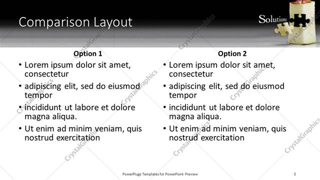 Comparison presentation slide layout