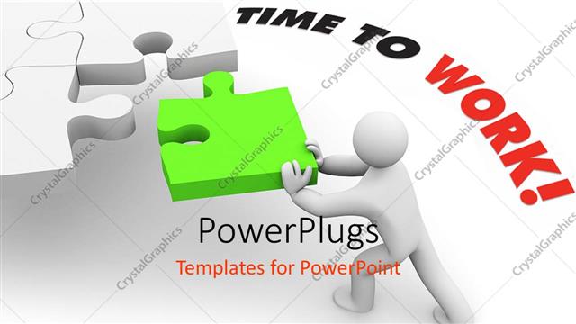  Presentation with puzzle green - A puzzle piece of green color wit text in the back ground