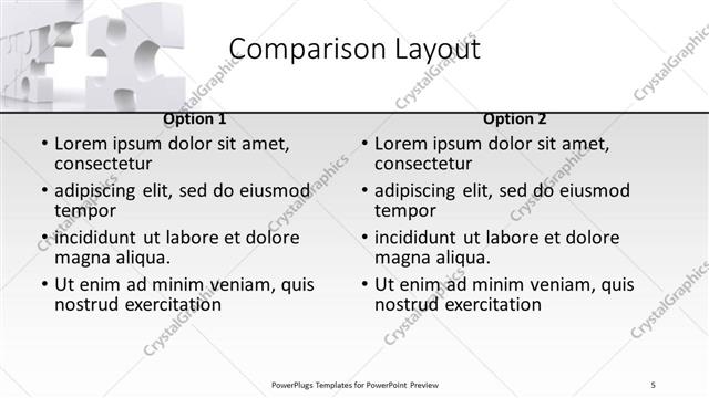 Comparison presentation slide layout