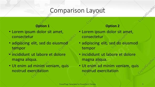 Comparison presentation slide layout