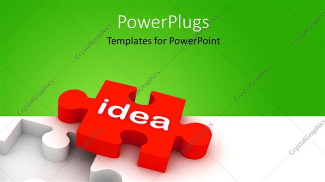  Presentation with title - A puzzle piece with the title of idea and greenish background