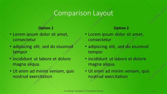 Comparison presentation slide layout