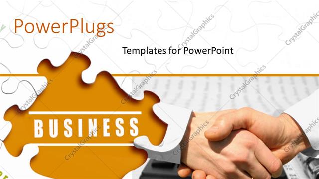  Presentation with puzzle pieces - Puzzle pieces with business terms written on them and handshake