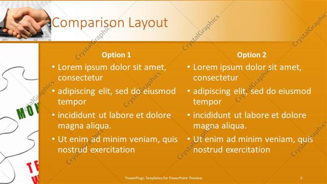 Comparison presentation slide layout