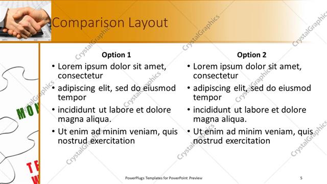 Comparison presentation slide layout