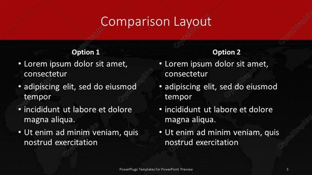 Comparison presentation slide layout