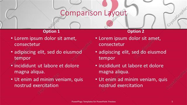 Comparison presentation slide layout