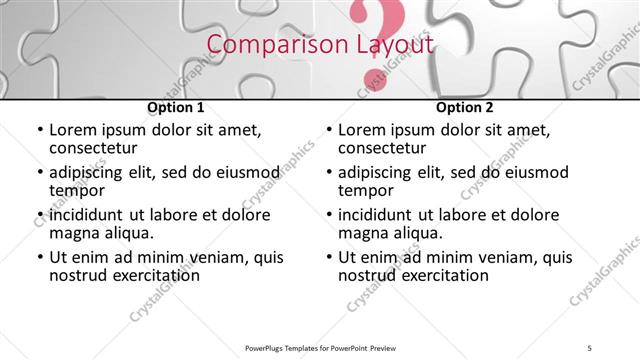 Comparison presentation slide layout