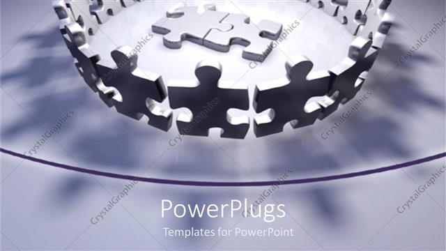  Presentation with circle puzzle pieces - Puzzles pieces circle metaphor white and black problem and solution