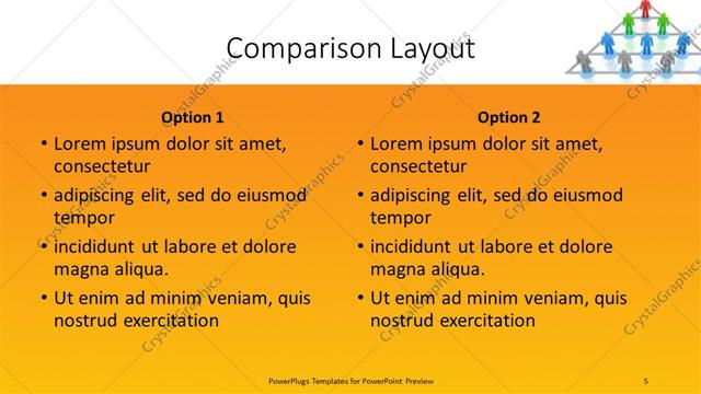 Comparison presentation slide layout