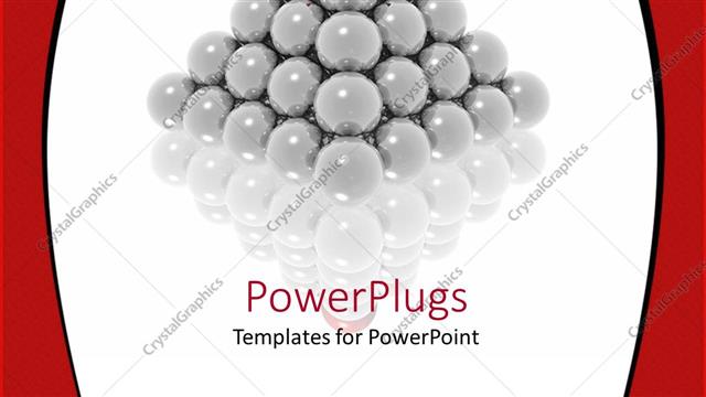  Presentation with pyramid - Pyramid made of glowing gray spheres and red sphere on top of pyramid on reflective surface