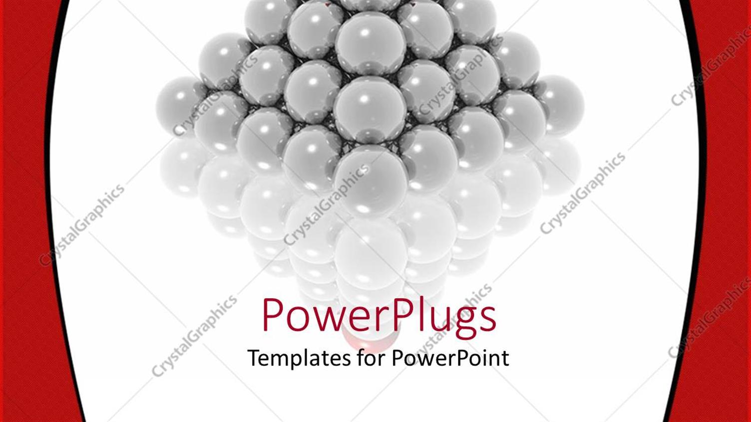 Featuring Pyramid Made of Glowing Gray Spheres and Red Sphere on Top of Pyramid on Reflective Surface