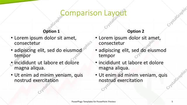 Comparison presentation slide layout