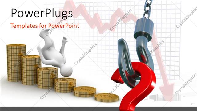  Presentation with economy - A question mark being lifted with coins in the background