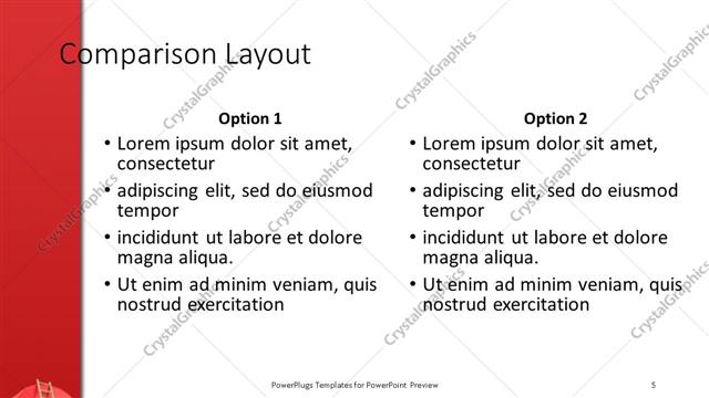 Comparison presentation slide layout