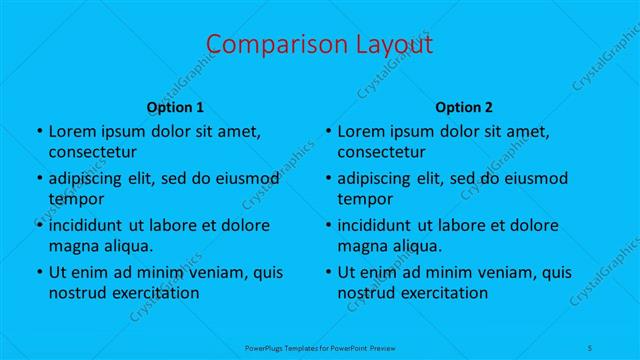 Comparison presentation slide layout