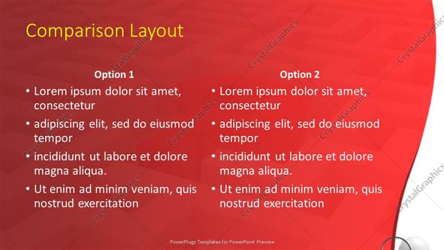 Comparison presentation slide layout