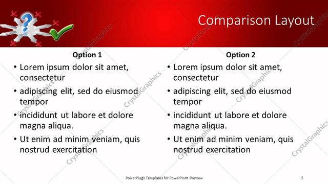 Comparison presentation slide layout