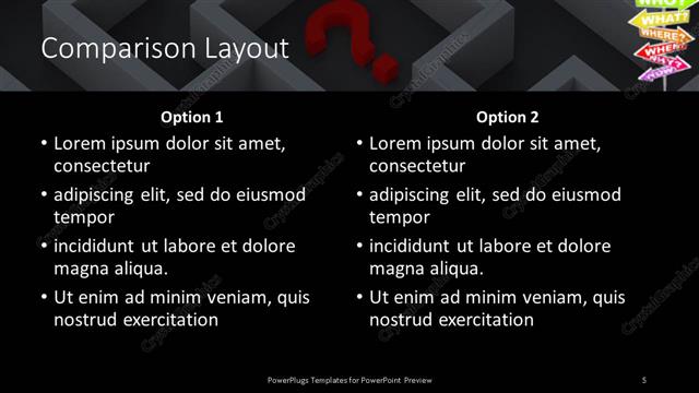 Comparison presentation slide layout
