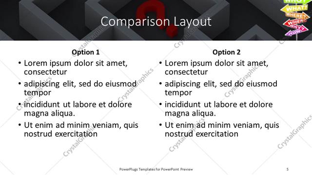 Comparison presentation slide layout