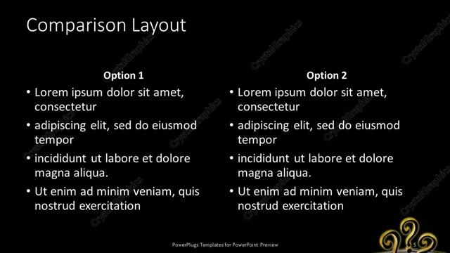Comparison presentation slide layout