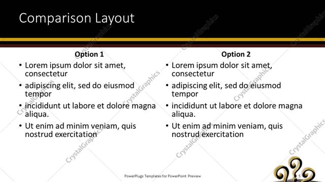 Comparison presentation slide layout