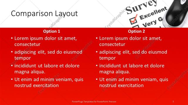 Comparison presentation slide layout