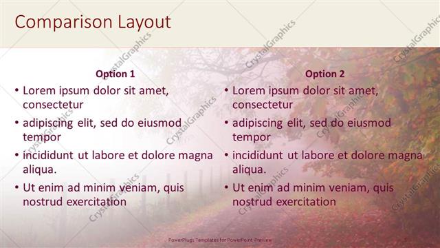 Comparison presentation slide layout