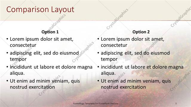 Comparison presentation slide layout