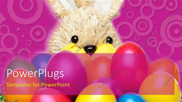  Presentation with rabbit - A rabbit with a lot of colorful balloons and purple background