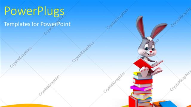  Presentation with bunny - A rabbit with a number of books