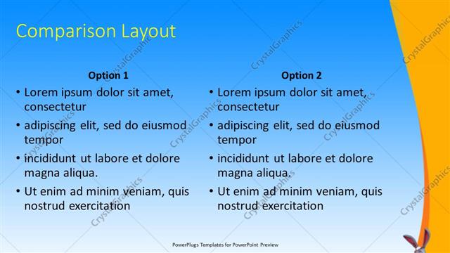 Comparison presentation slide layout