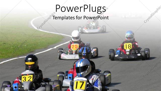  Presentation with cars - Some race cars moving on a plain tarred road