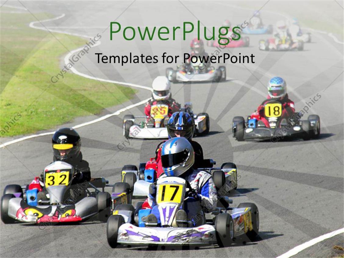 PowerPoint Template Race cars on track, racing, winning metaphor (7903)