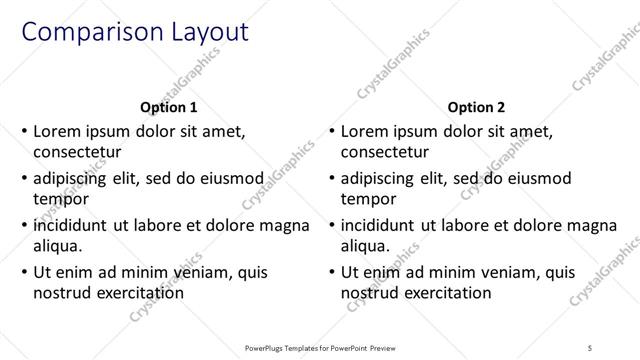 Comparison presentation slide layout