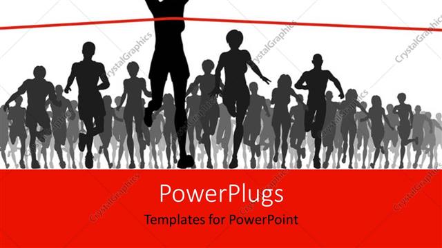  Presentation with champion - A race with one person crossing the finishing line