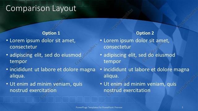 Comparison presentation slide layout
