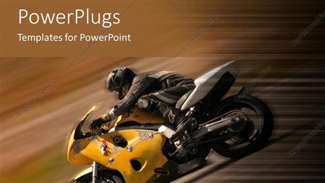  Presentation with motorcycle - Racer on yellow motorcycle with motion blur