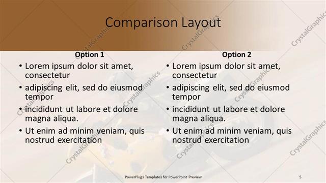 Comparison presentation slide layout