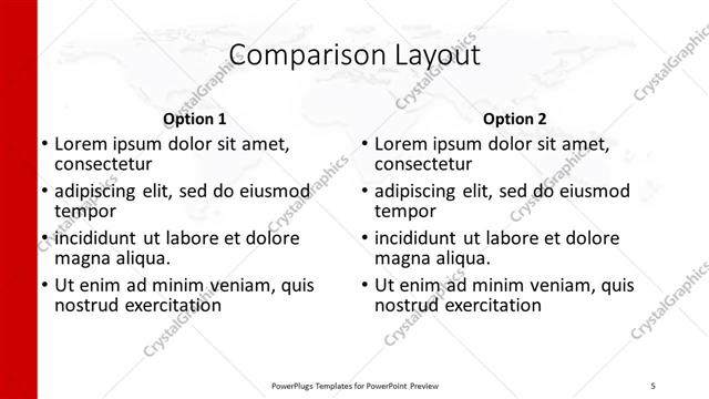 Comparison presentation slide layout