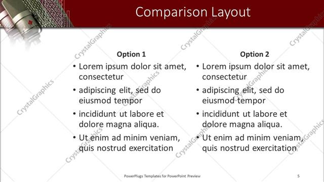 Comparison presentation slide layout