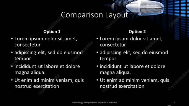 Comparison presentation slide layout
