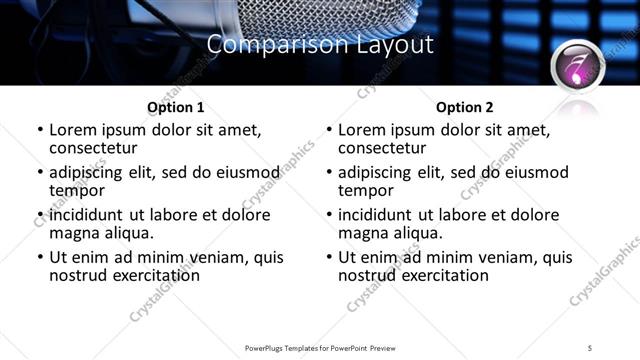 Comparison presentation slide layout