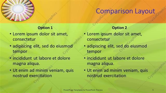 Comparison presentation slide layout