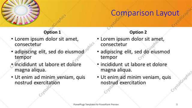 Comparison presentation slide layout