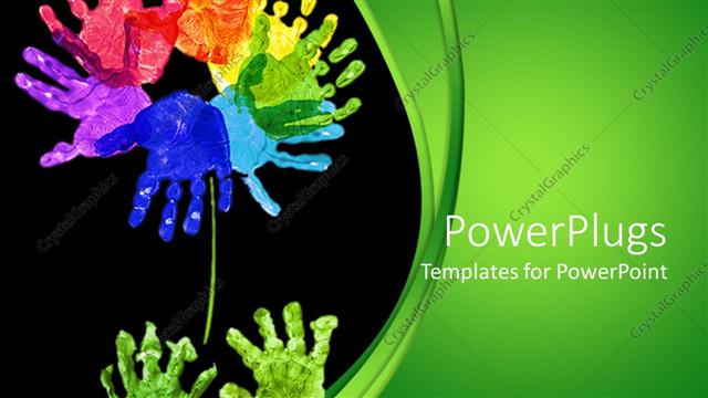  Presentation with flowers - Rainbow colors of flowers made into palm print