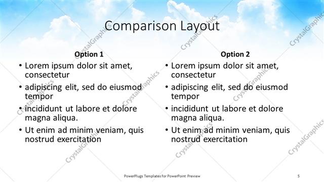 Comparison presentation slide layout